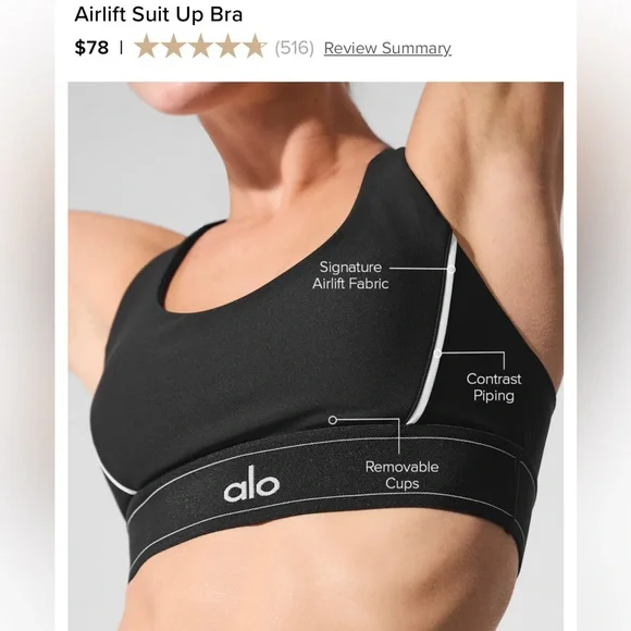 ALO Yoga Black and White Sports Bra - Picture 2 of 7